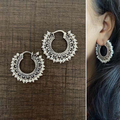 3 cm diameter single line shell pearl balis in pure silver – Silverrage