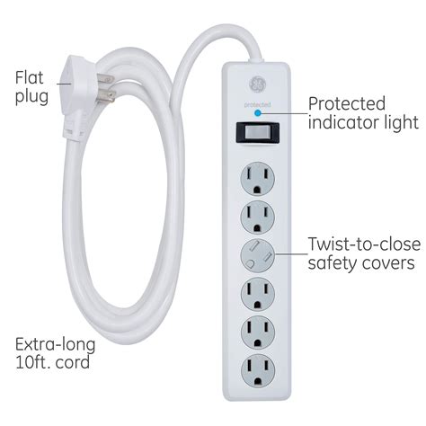Mua GE 6-Outlet Surge Protector, 10 Ft Extension Cord, Power Strip, 800 ...