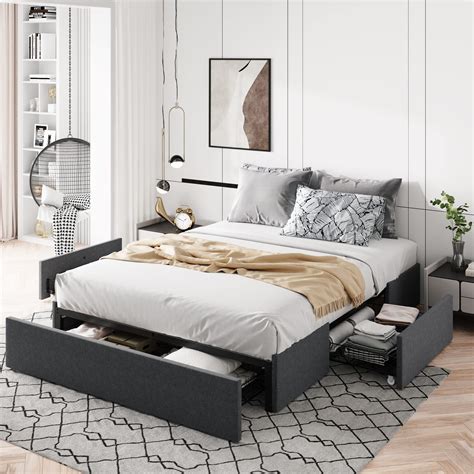 Snapklik.com : Allewie Queen Size Platform Bed Frame