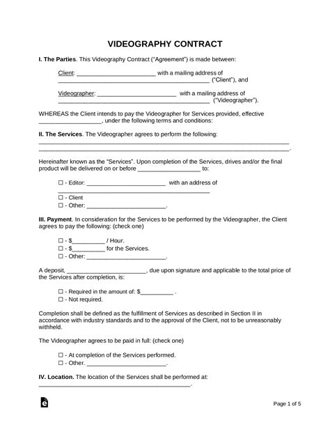 Videographer Contract Template