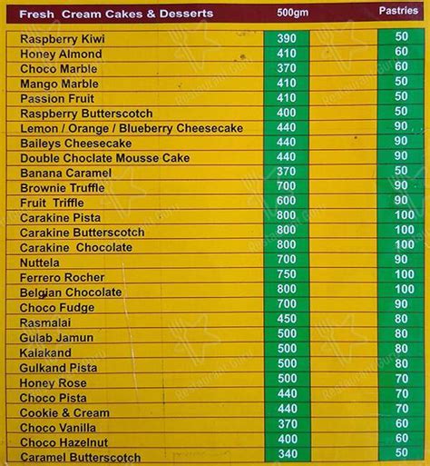 Menu at Cake Corner, Pune, MQCR+77F