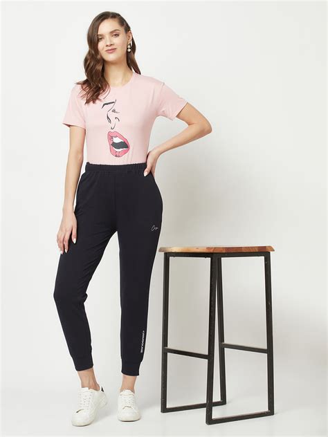 Navy Blue Brand Logo Joggers – Crimsoune Club