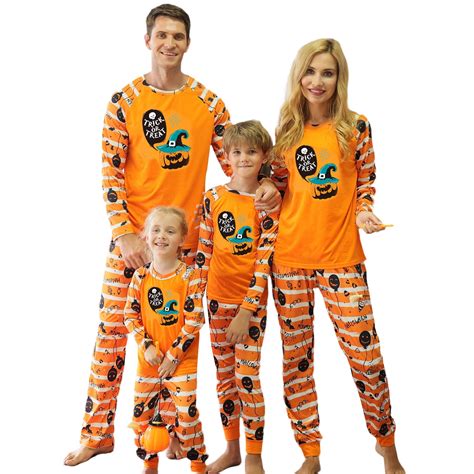 Family Matching Halloween Funny Pajamas Women Men Kids Pumpkin Holiday ...