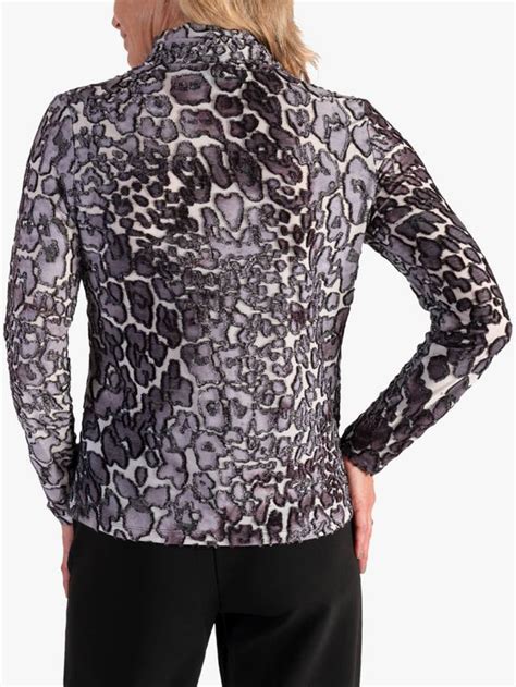 chesca Animal Print Long Sleeve High Neck Jersey Top