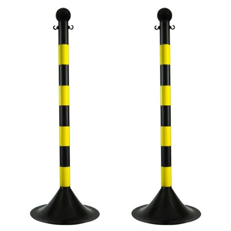 Mr. Chain Black/yellow Stripes Light Duty Stanchion (2-pack) 91529-2 at ...