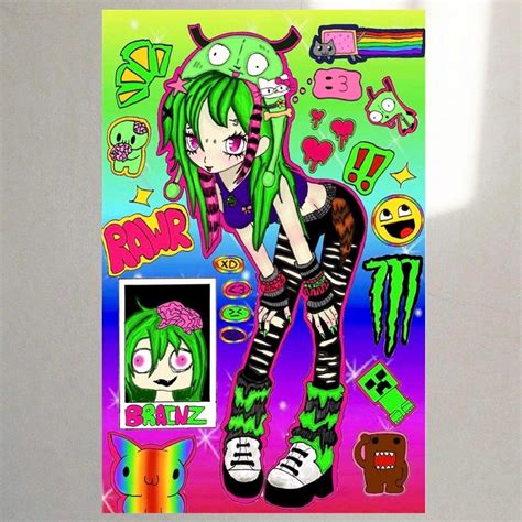 2000s Scenecore Girl Sticker Sheet, Y2K Emo Style - Etsy