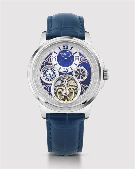 Britime Aquatica Blue Dial With Leather Strep Multifunction Automatic ...