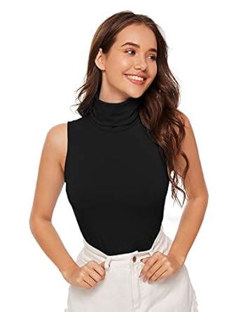 Verdusa Women's Sleeveless High Turtleneck Tank Top Black XS : Amazon ...