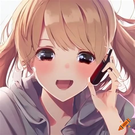 Anime girl talking on the phone on Craiyon