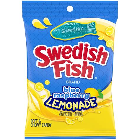 SWEDISH FISH Blue Raspberry Lemonade Soft & Chewy Candy, Snack 8.04 OZ ...