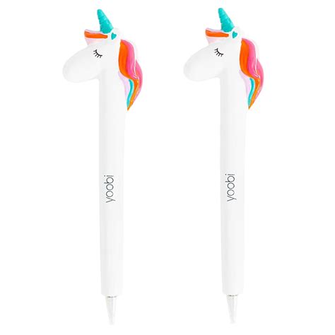 Yoobi White Unicorn Ballpoint 2-Pack Pens | Set of 2 | Fun, Trendy ...