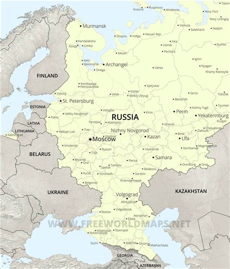 Large Map Of Russian Cities