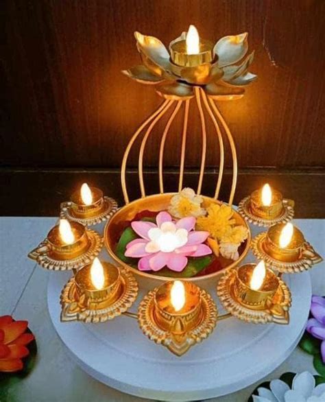 Buy Tealight Candle Holder Urli | Decorative Lotus Urli Bowl Diya for ...