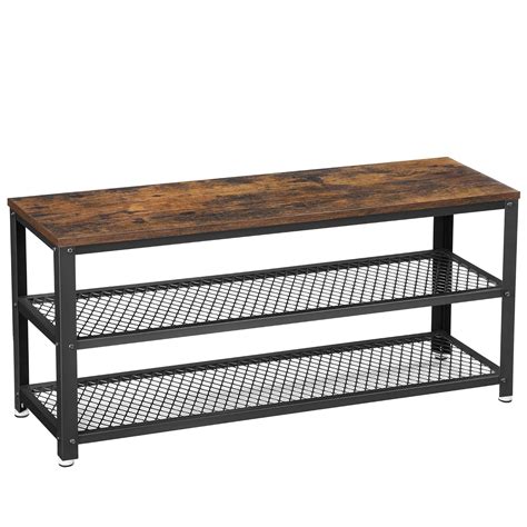 VASAGLE Shoe Bench, 3-Tier Shoe Rack, 11.8 x 39.4 x 17.7 Inches Shoe ...