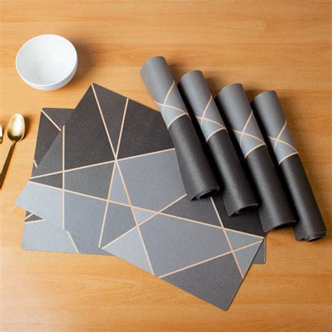 Abstract Black Table Mats Set | 6 Pcs | Elegent Dining Table Mats ...