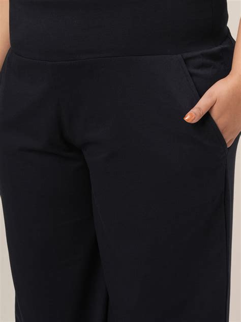 Shop Navy Blue Wide Leg Plus Size Pants