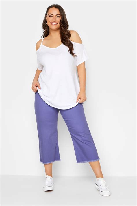 YOURS Plus Size Curve Purple Stretch Cropped Jeans | Yours Clothing