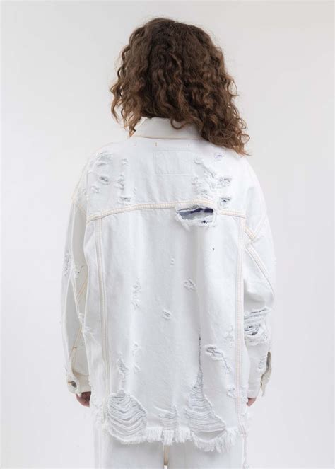 Doublet DESTROYED DENIM JACKET - WHITE | Garmentory