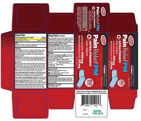 Pain Relief PM - Extra Strength Body Pain - Dolor Corporal (Acetaminophen 500mg; Diphenhydramine ...