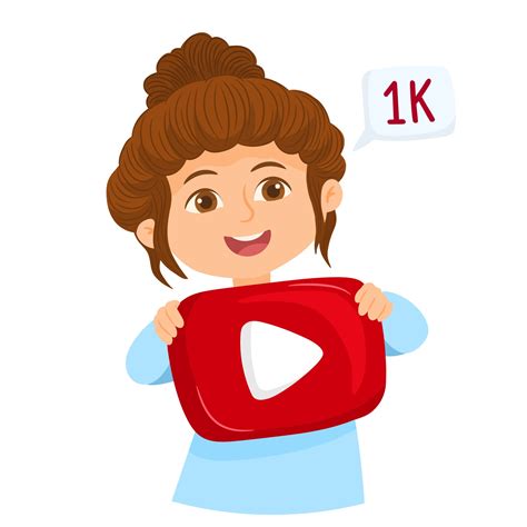 Young girl holding a YouTube button 2397072 Vector Art at Vecteezy