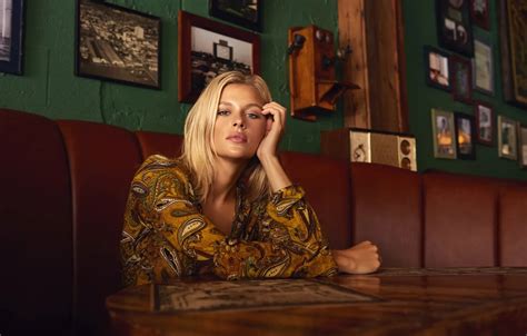 Wallpaper girl, blue eyes, model, lips, look, blonde, cafe, Abby Neff ...