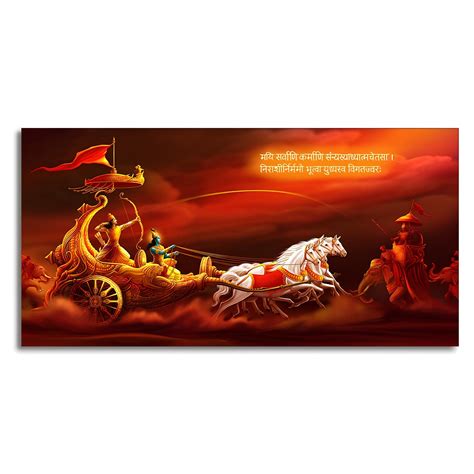 Krishna and Arjuna at Battlefield of Mahabharata Canvas Wall Painting ...