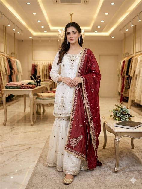 FANDY SILK SEQUENCE EMBROIDERY SARARA WITH DUPATTA – Saanju Fashion