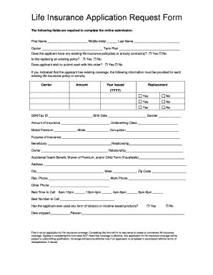 Sample Life Insurance Application Forms 的图像结果