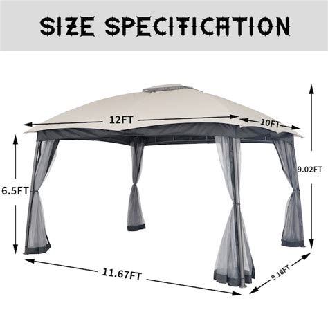 StarEcho 12-ft x 10-ft Arc leg patio gazebo with netting Grey with Soft ...