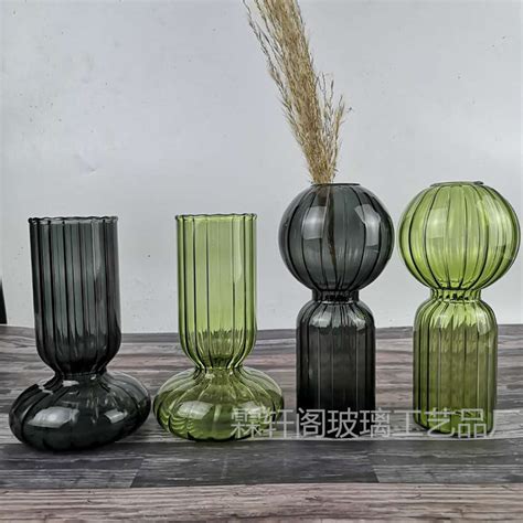 时尚创意台面玻璃花瓶 欧美客厅插花瓶器几何彩色玻璃花瓶工艺品-阿里巴巴