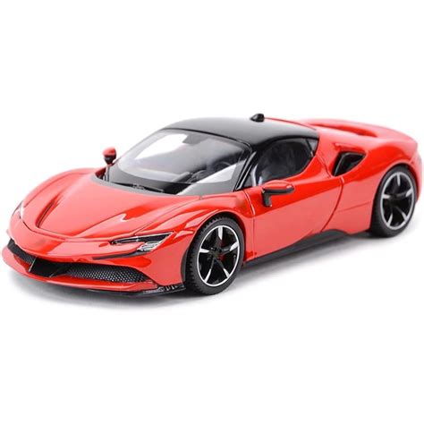 PLUSPOINT Diecast Red ferari SF90 STRADALE Hardtop Toy Car Scale Model ...