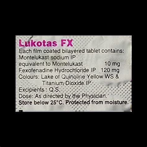 LUKOTAS FX TABLET 10'S Price, Uses, Side Effects & Substitutes | Medkart