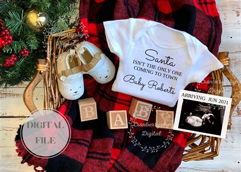 Christmas Pregnancy Announcement Digital Holiday Baby Announcement Winter Pregnancy Reveal ...