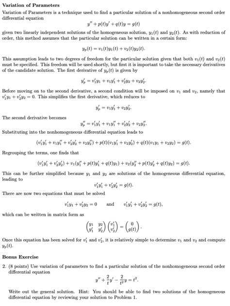 Image result for Variation of Parameters 3rd Order