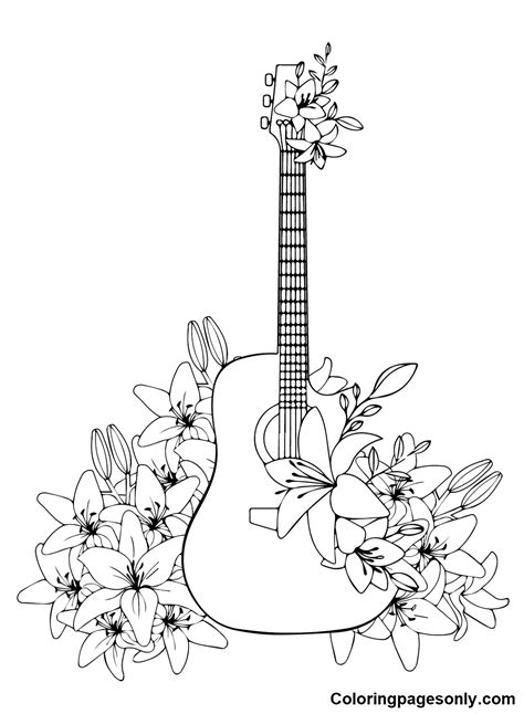 Guitar Free Printable Coloring Pages - Guitar Coloring Pages - Coloring ...