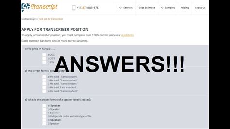 Image result for Go Transcript Audio Test Answer