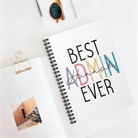 Administrative Professionals Day Gift, Personalized Notebook, Secretary Gift, Best Admin Ever ...