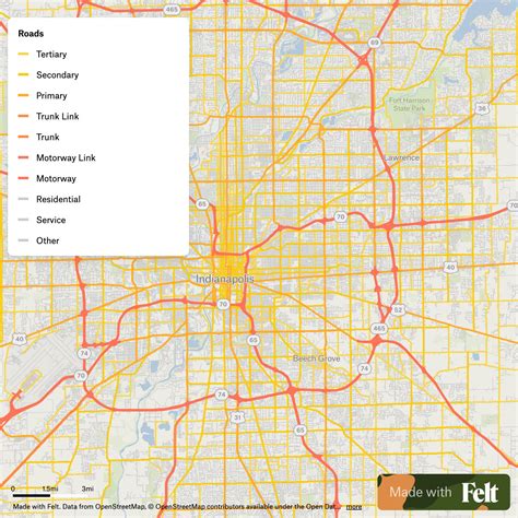 Roads in the city of Indianapolis, Indiana
