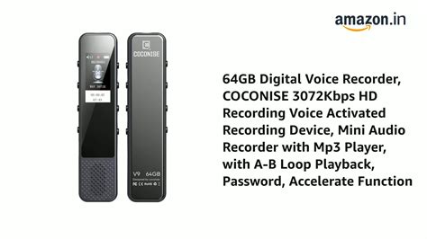 Watch 64GB Digital Voice Recorder, COCONISE 3072Kbps HD Recording Voice ...