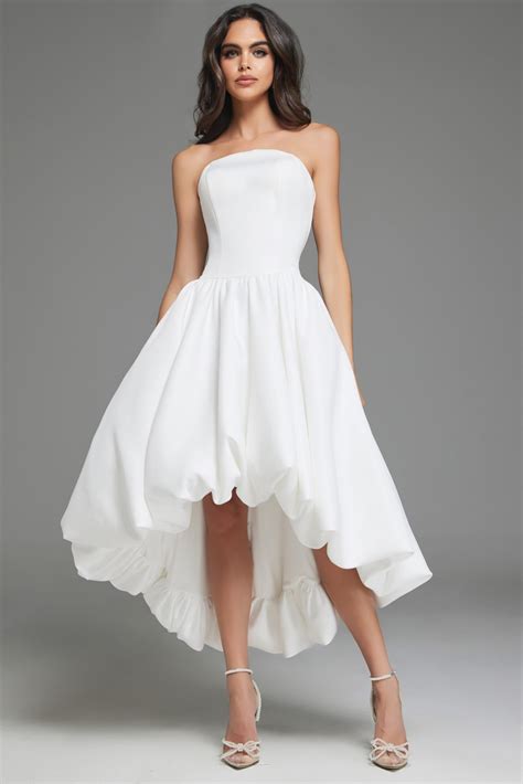 Strapless Asymmetrical High-Low Dress with Full Skirt 42345 - Jovani