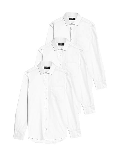 Buy 3 Pack Slim Fit Easy Iron Long Sleeve Shirts at Marks & Spencer