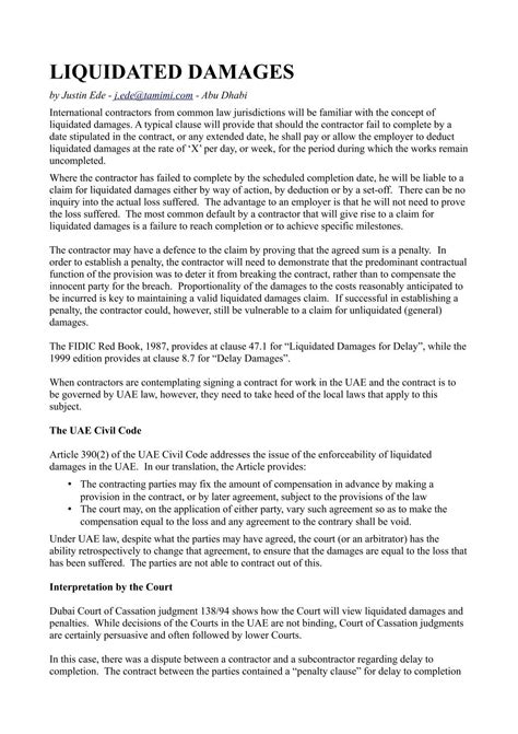 LIQUIDATED DAMAGES - The Lawyer