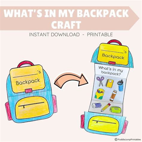 Printable What's in My Backpack Craft, Back to School Folding Craft ...