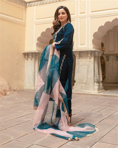 Buy Vintage Blue Velvet Handcrafted Suit Set online in India at Best ...