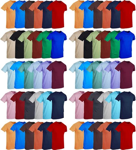 60 Pack of Bulk Mens Cotton Crew Tshirts, Assorted Wholesale Sleeve Tee ...