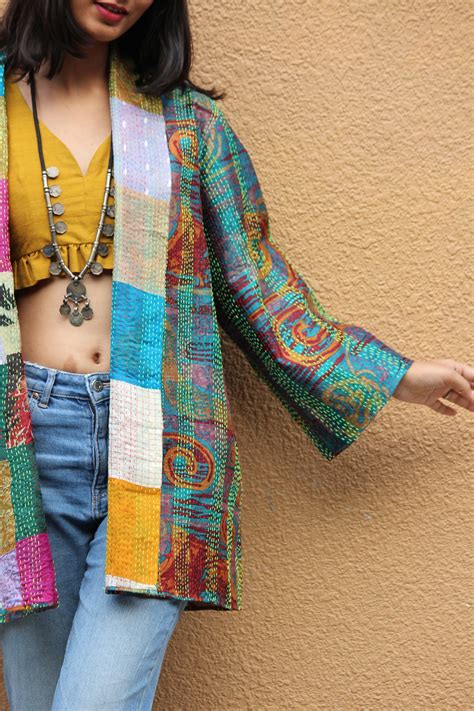Kantha Silk Reversible Patchwork Jacket - Mogra Designs
