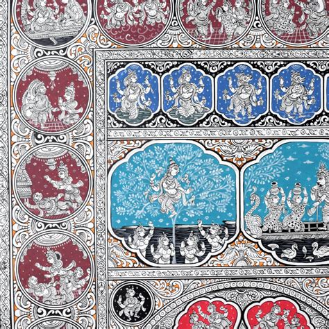 Lord Krishna's Leela Pattachitra Painting on Cloth Paper for Home Decor