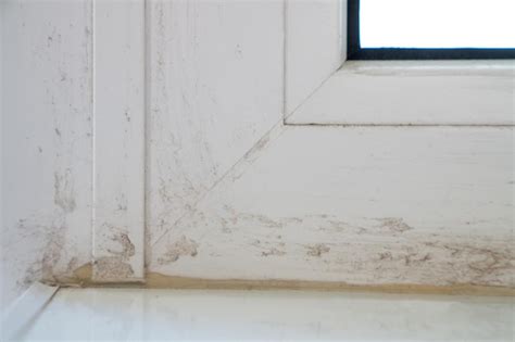 Part of dirty window frame after installing plastic windows and ...