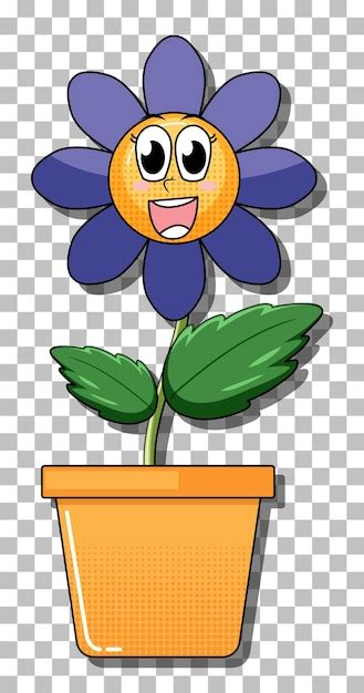 Flower cartoon character in pot | Free Vector