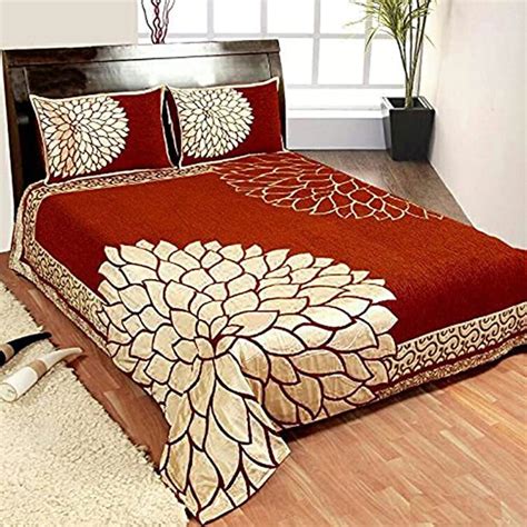 Dream Weavers 300 TC Velvet Bedsheet White Floral Pattern 1 Double ...